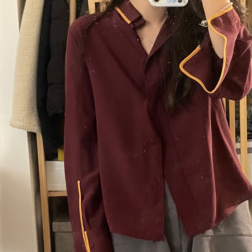 MARNI Two-Way 100% Silk Shirt in Burgundy